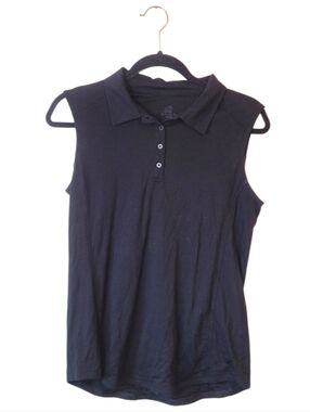 WoolX Rosie Black Sleeveless Merino Wool Polo Tank Top Size S